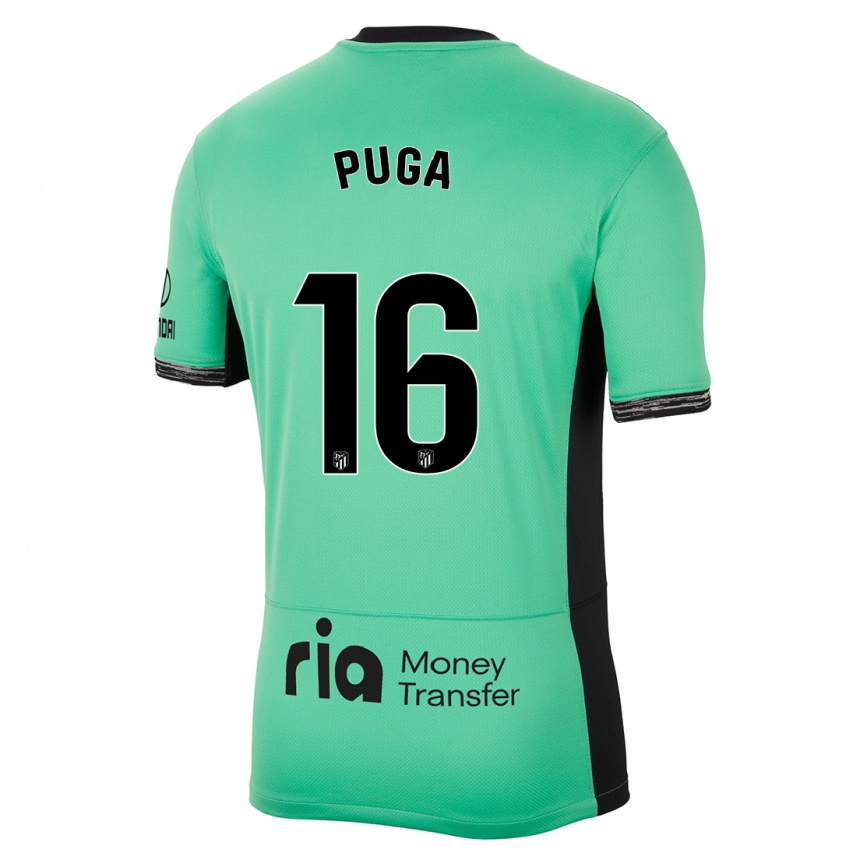 Niño Fútbol Camiseta Carlos Puga #16 Primavera Verde Equipación Tercera 2023/24 Argentina