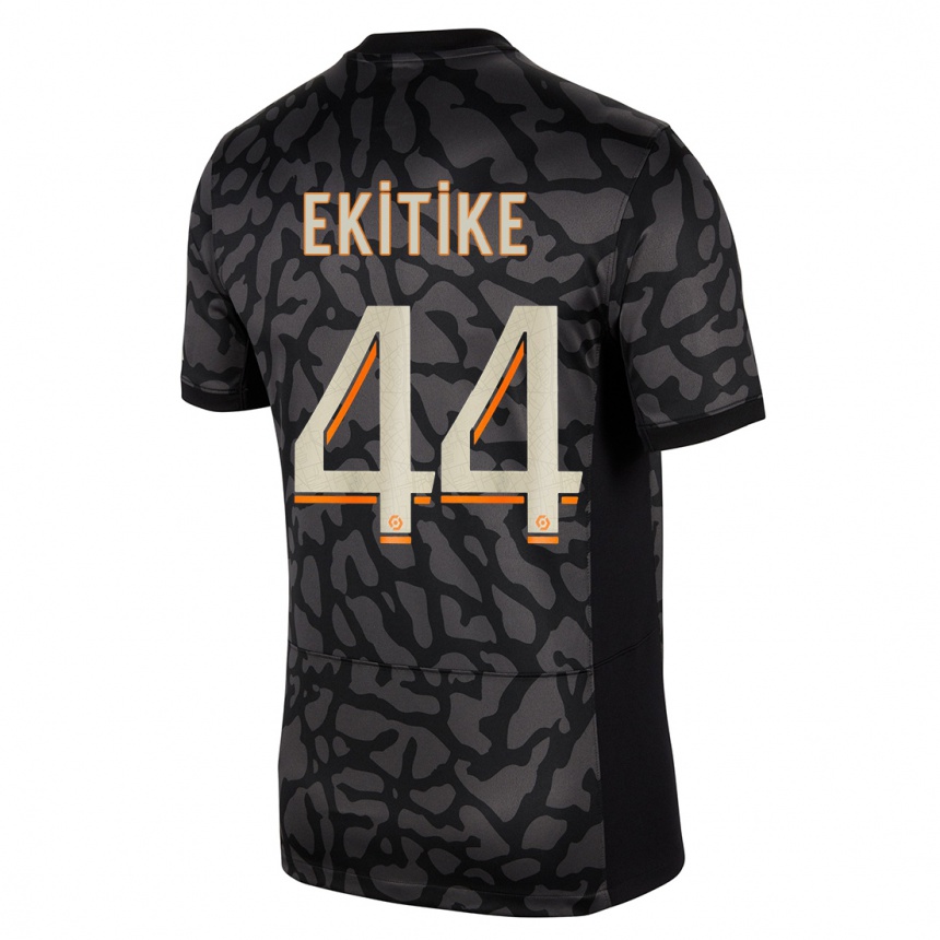 Niño Fútbol Camiseta Hugo Ekitike #44 Negro Equipación Tercera 2023/24 Argentina