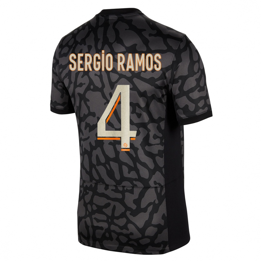 Niño Fútbol Camiseta Sergio Ramos #4 Negro Equipación Tercera 2023/24 Argentina