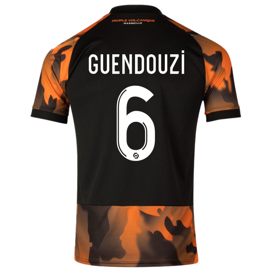 Niño Fútbol Camiseta Matteo Guendouzi #6 Negro Naranja Equipación Tercera 2023/24 Argentina