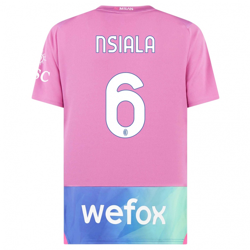 Hombre Fútbol Camiseta Clinton Nsiala #6 Rosado Morado Equipación Tercera 2023/24 Argentina