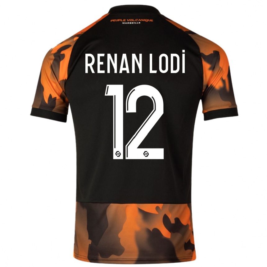 Hombre Fútbol Camiseta Renan Lodi #12 Negro Naranja Equipación Tercera 2023/24 Argentina