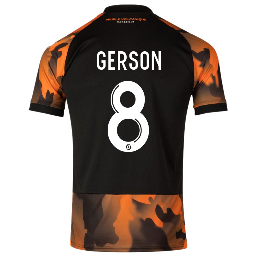 Hombre Fútbol Camiseta Gerson #8 Negro Naranja Equipación Tercera 2023/24 Argentina