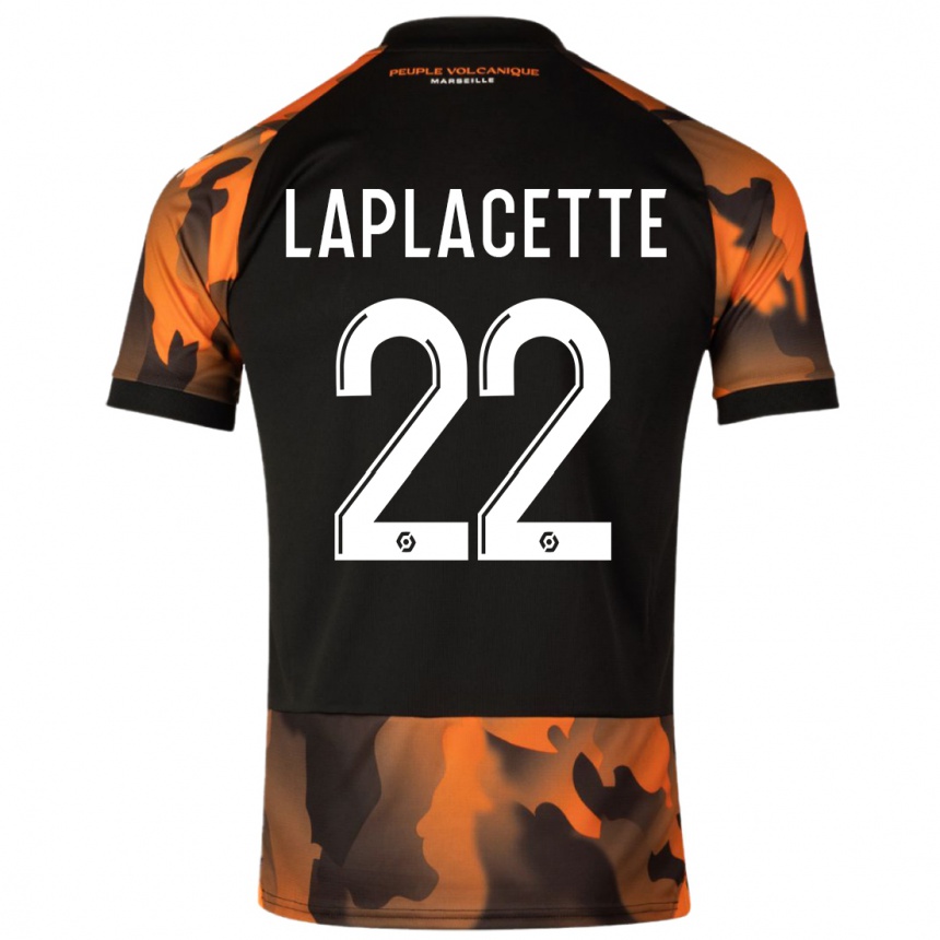 Hombre Fútbol Camiseta Tess Laplacette #22 Negro Naranja Equipación Tercera 2023/24 Argentina