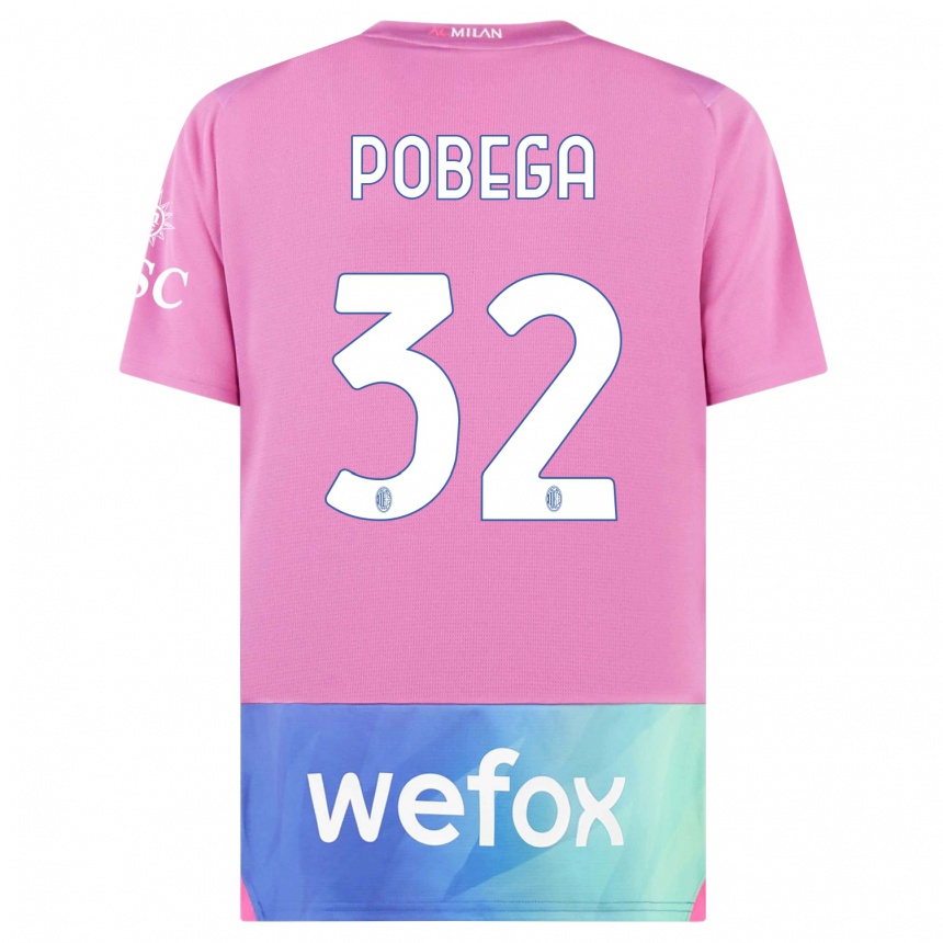 Mujer Fútbol Camiseta Tommaso Pobega #32 Rosado Morado Equipación Tercera 2023/24 Argentina