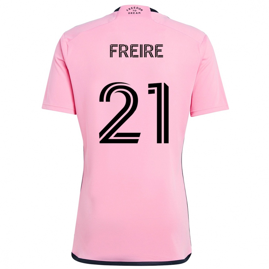 Niño Fútbol Camiseta Nicolas Freire #21 Rosa 1ª Equipación 2024/25 Argentina