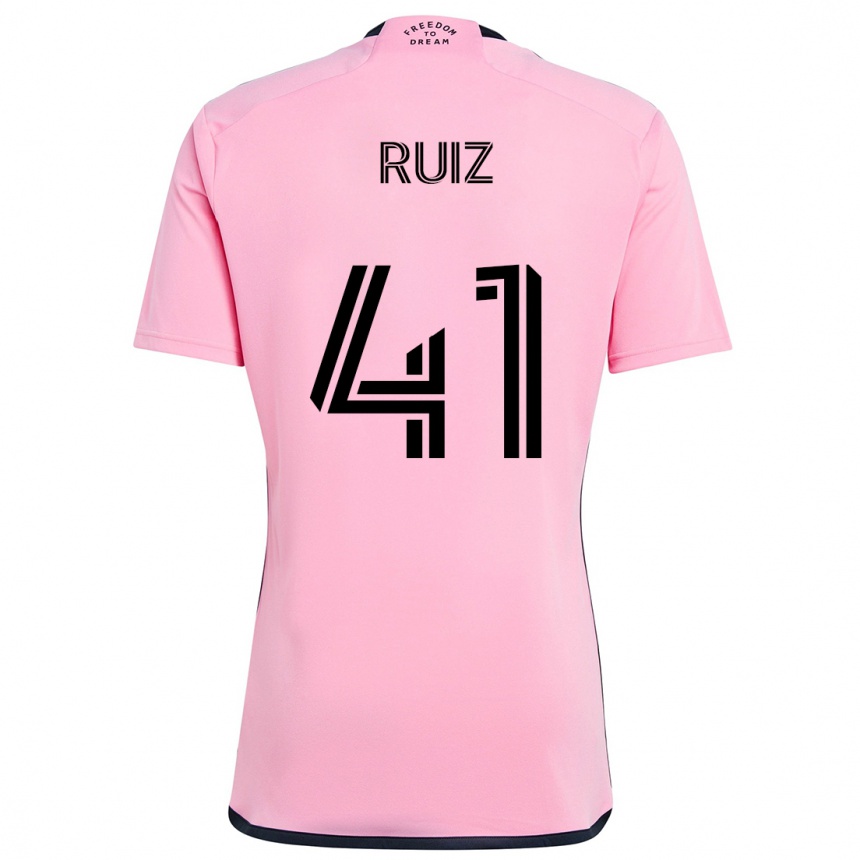 Niño Fútbol Camiseta David Ruíz #41 Rosa 1ª Equipación 2024/25 Argentina