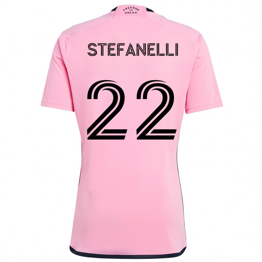 Niño Fútbol Camiseta Nicolás Stefanelli #22 Rosa 1ª Equipación 2024/25 Argentina