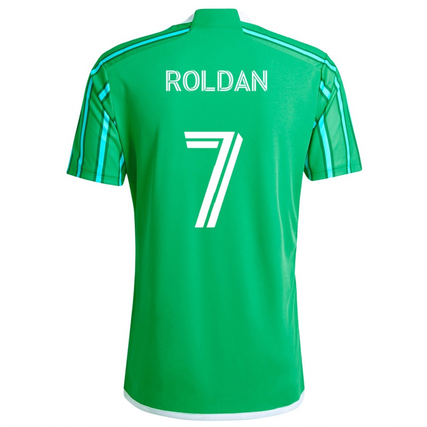 Niño Fútbol Camiseta Cristian Roldán #7 Verde Blanco 1ª Equipación 2024/25 Argentina