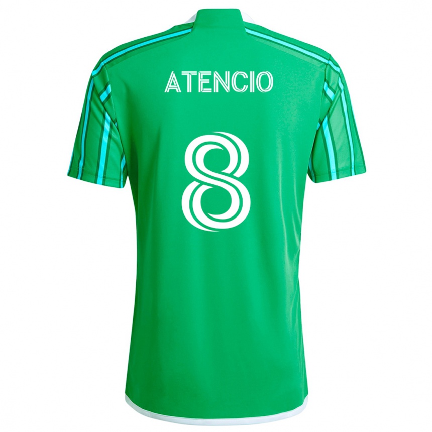 Niño Fútbol Camiseta Josh Atencio #8 Verde Blanco 1ª Equipación 2024/25 Argentina