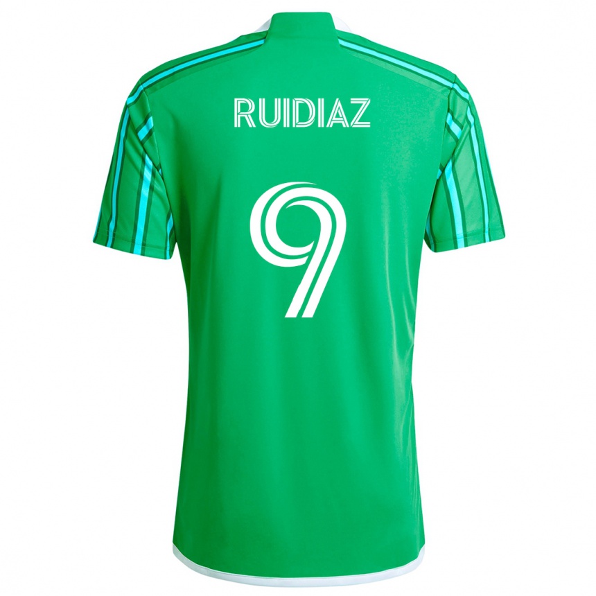 Niño Fútbol Camiseta Raúl Ruidíaz #9 Verde Blanco 1ª Equipación 2024/25 Argentina