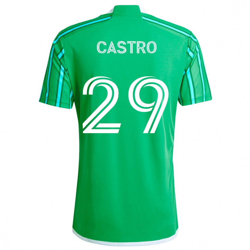 Niño Fútbol Camiseta Jacob Castro #29 Verde Blanco 1ª Equipación 2024/25 Argentina