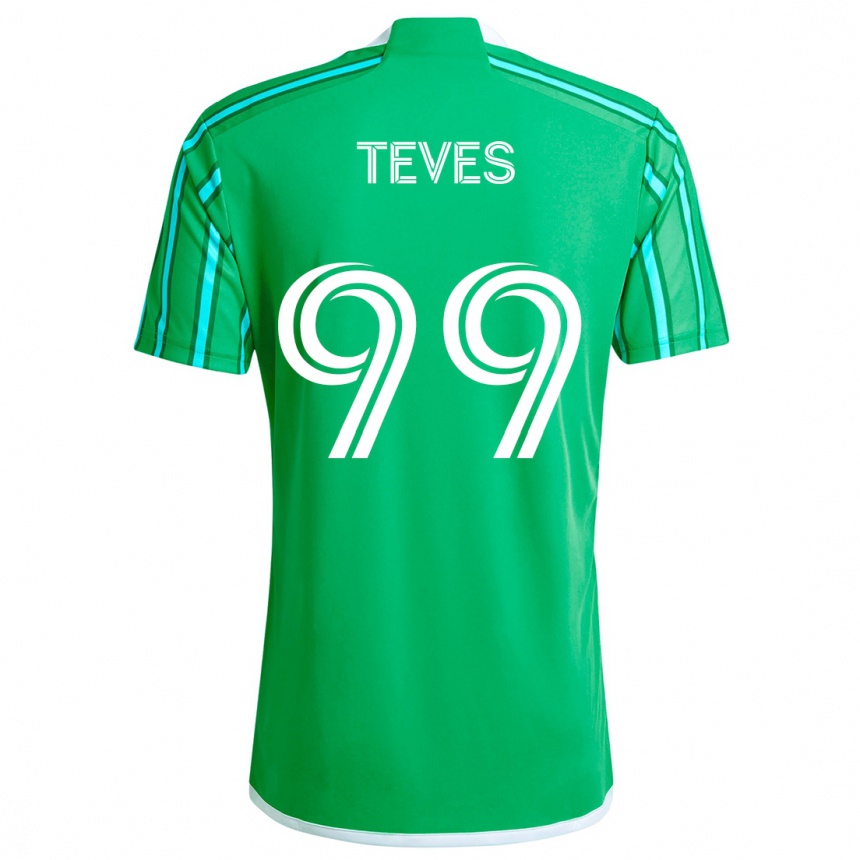 Niño Fútbol Camiseta Dylan Teves #99 Verde Blanco 1ª Equipación 2024/25 Argentina