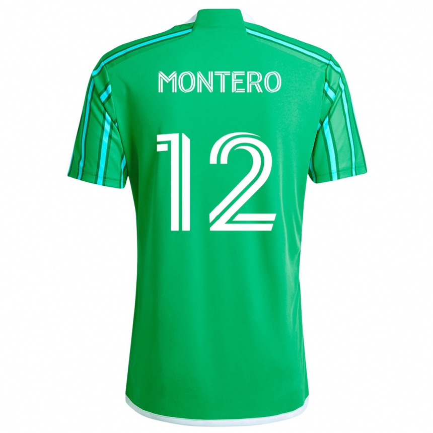 Niño Fútbol Camiseta Fredy Montero #12 Verde Blanco 1ª Equipación 2024/25 Argentina