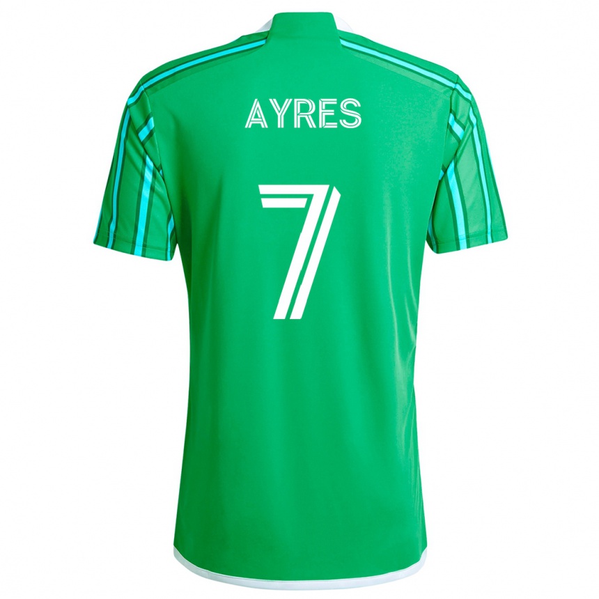 Niño Fútbol Camiseta Melina Ayres #7 Verde Blanco 1ª Equipación 2024/25 Argentina