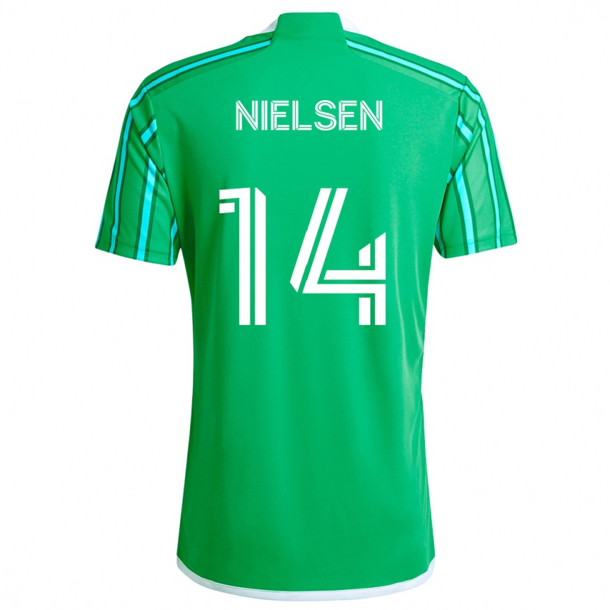 Niño Fútbol Camiseta Taylor Nielsen #14 Verde Blanco 1ª Equipación 2024/25 Argentina