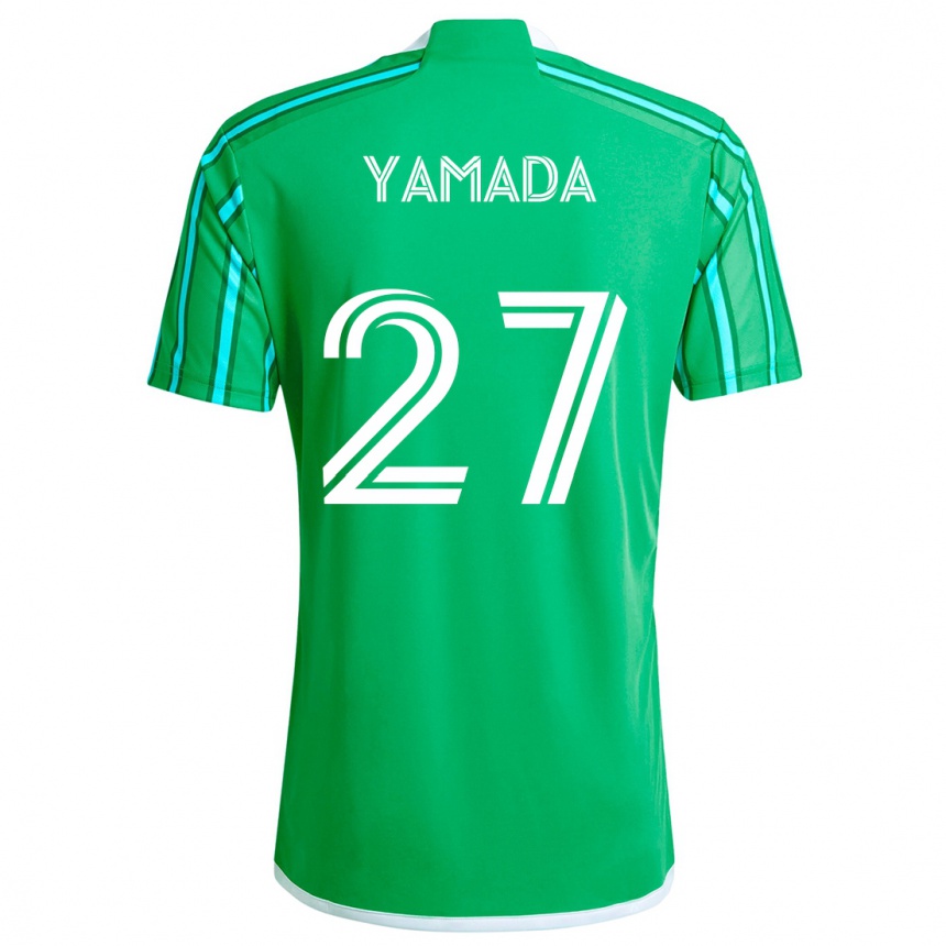 Niño Fútbol Camiseta Hikari Yamada #27 Verde Blanco 1ª Equipación 2024/25 Argentina