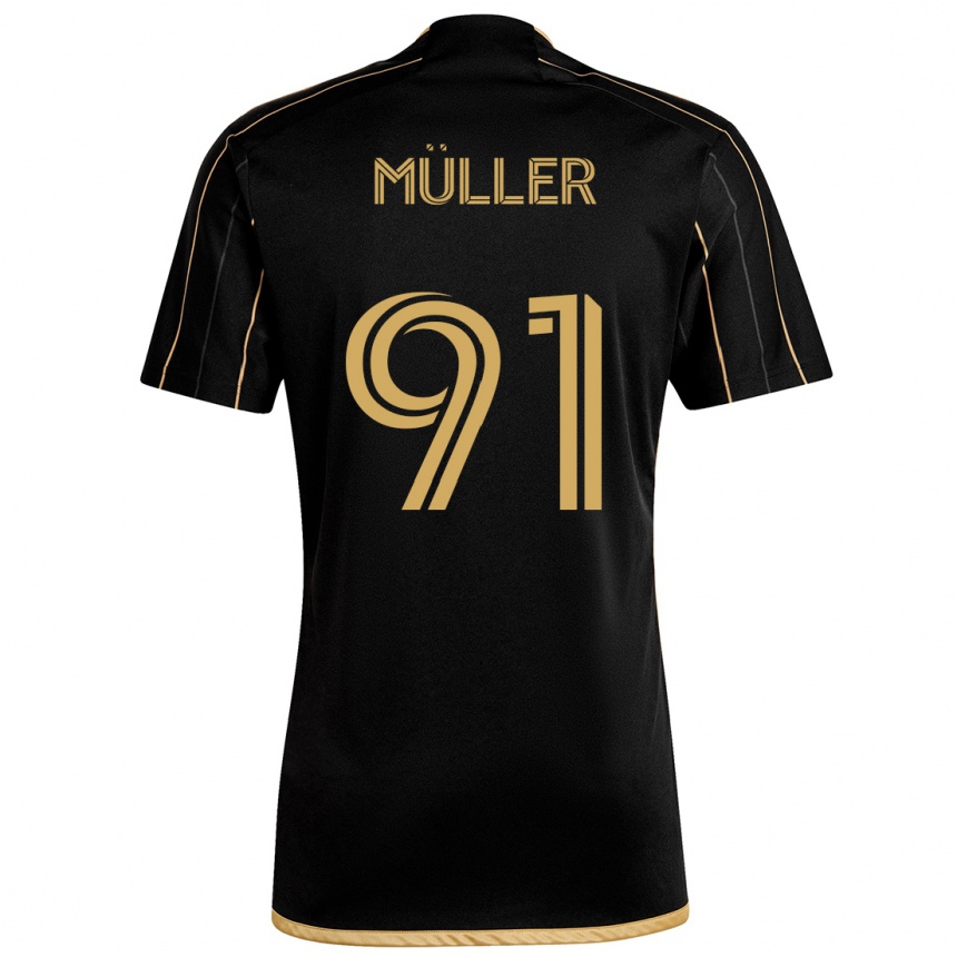 Niño Fútbol Camiseta Luis Müller #91 Oro Negro 1ª Equipación 2024/25 Argentina