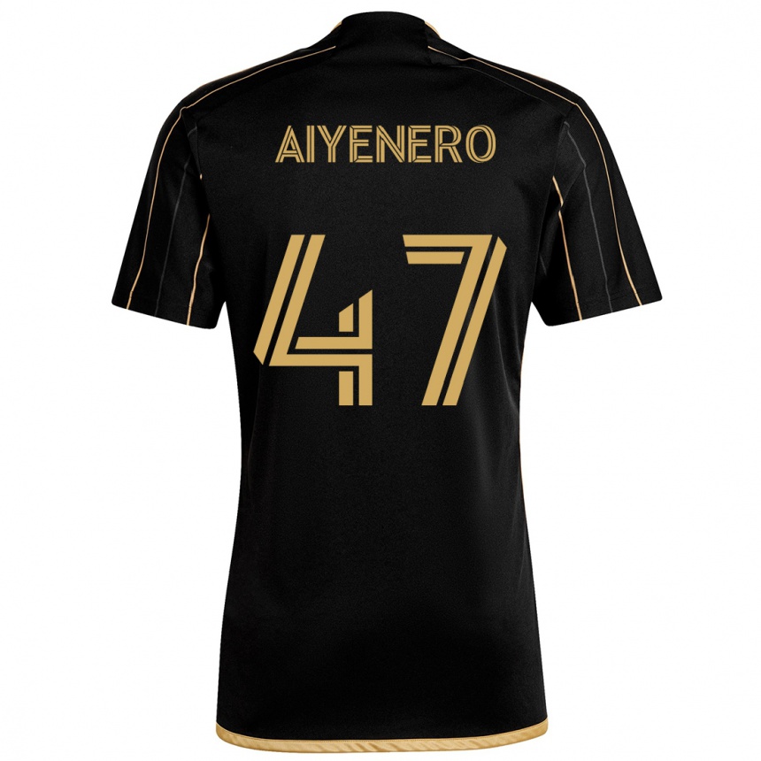 Niño Fútbol Camiseta Marius Aiyenero #47 Oro Negro 1ª Equipación 2024/25 Argentina