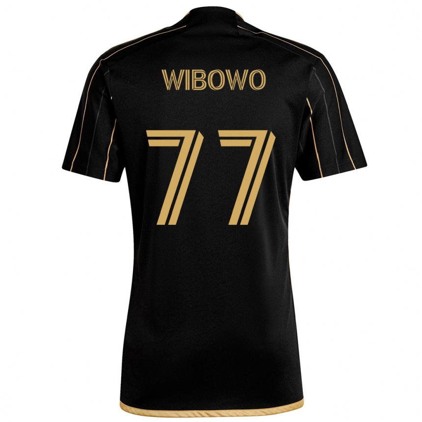 Niño Fútbol Camiseta Adrian Wibowo #77 Oro Negro 1ª Equipación 2024/25 Argentina