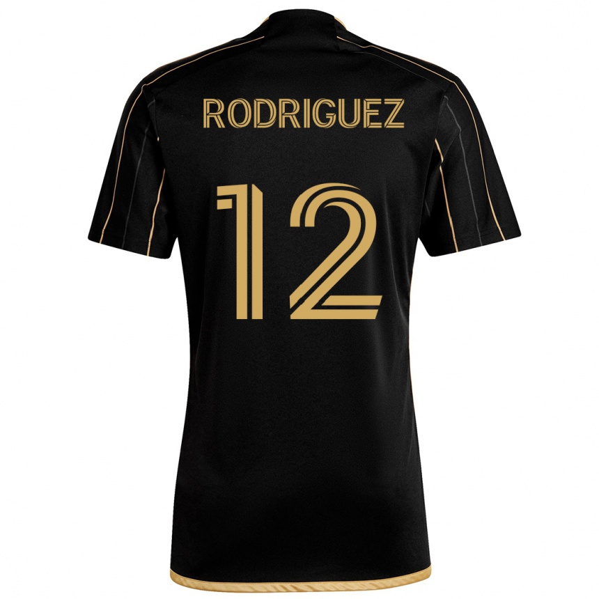 Niño Fútbol Camiseta Jeremi Rodríguez #12 Oro Negro 1ª Equipación 2024/25 Argentina