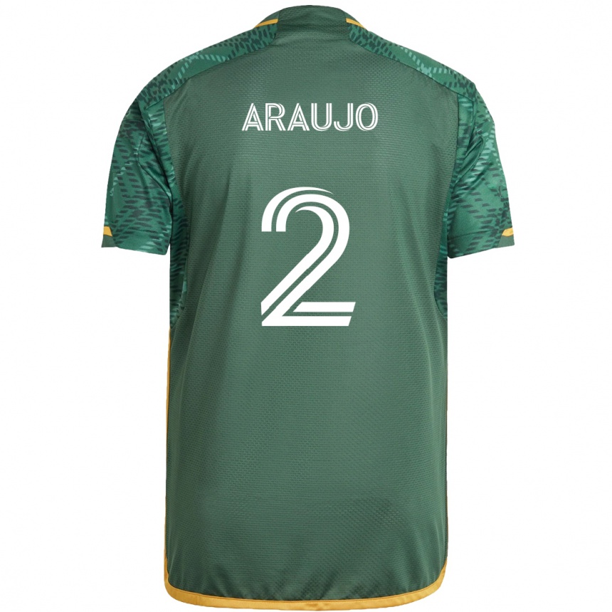 Niño Fútbol Camiseta Miguel Araujo #2 Verde Naranja 1ª Equipación 2024/25 Argentina