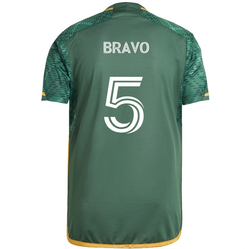 Niño Fútbol Camiseta Claudio Bravo #5 Verde Naranja 1ª Equipación 2024/25 Argentina