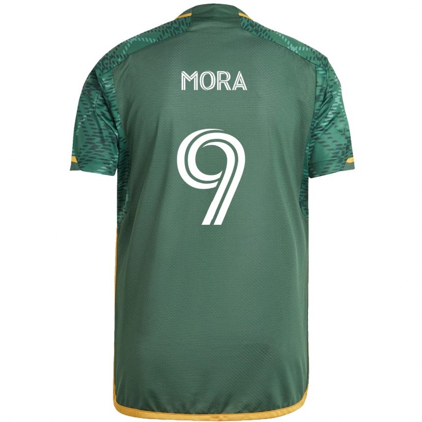 Niño Fútbol Camiseta Felipe Mora #9 Verde Naranja 1ª Equipación 2024/25 Argentina