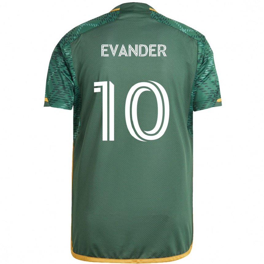 Niño Fútbol Camiseta Evander #10 Verde Naranja 1ª Equipación 2024/25 Argentina