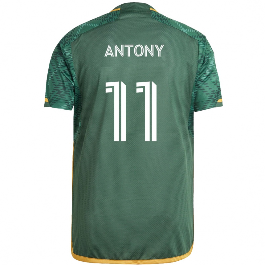 Niño Fútbol Camiseta Antony #11 Verde Naranja 1ª Equipación 2024/25 Argentina