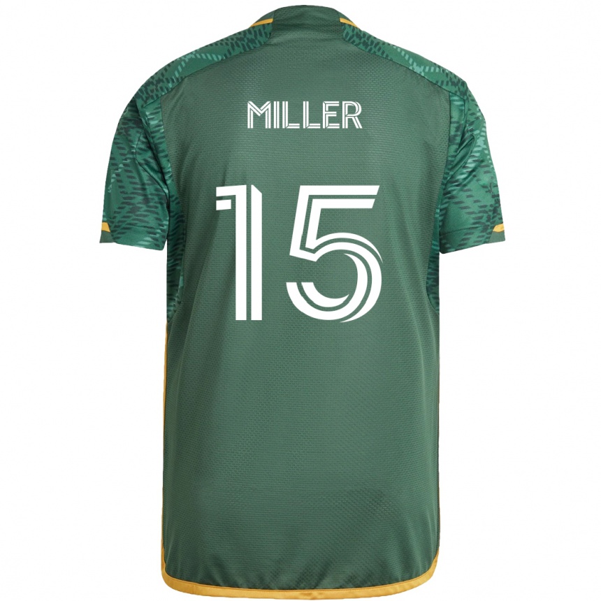 Niño Fútbol Camiseta Eric Miller #15 Verde Naranja 1ª Equipación 2024/25 Argentina