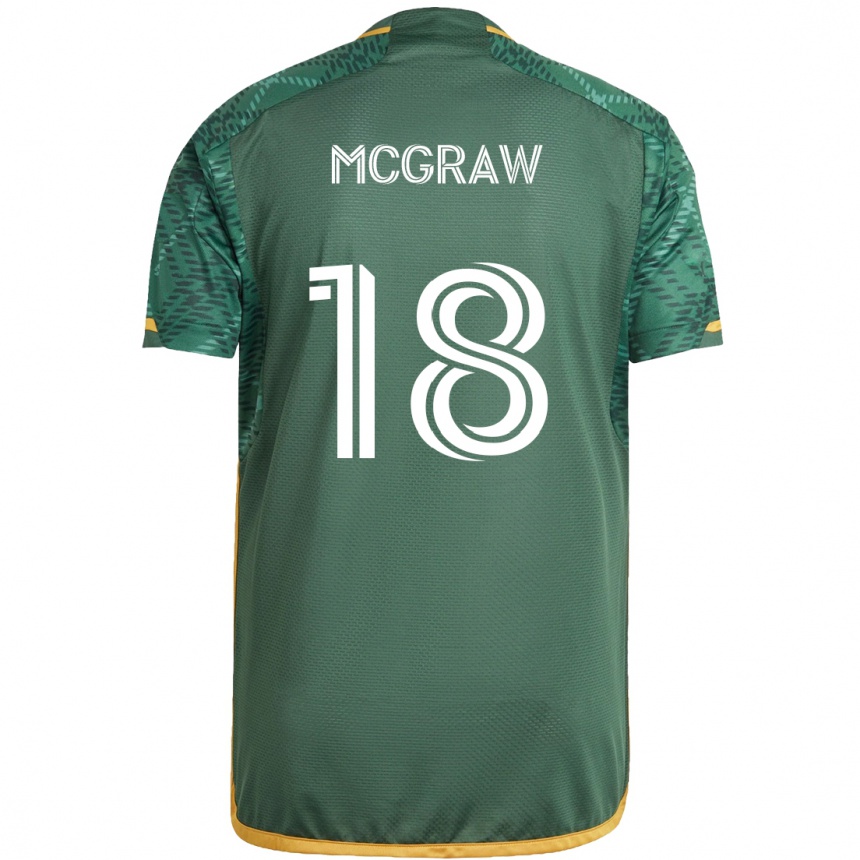 Niño Fútbol Camiseta Zac Mcgraw #18 Verde Naranja 1ª Equipación 2024/25 Argentina