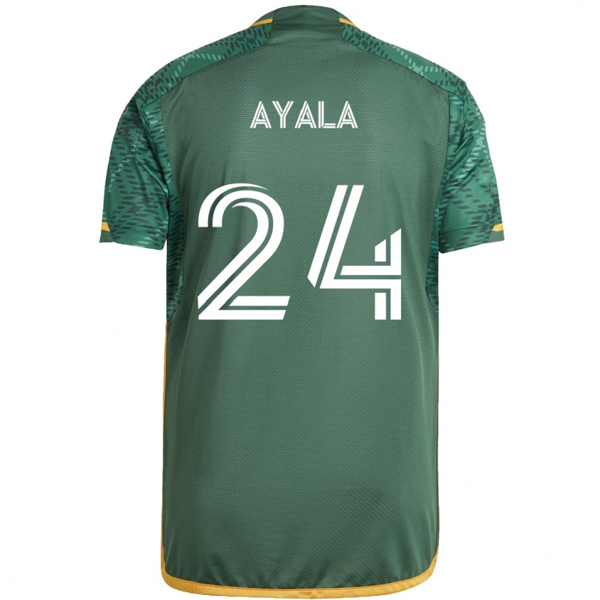 Niño Fútbol Camiseta David Ayala #24 Verde Naranja 1ª Equipación 2024/25 Argentina