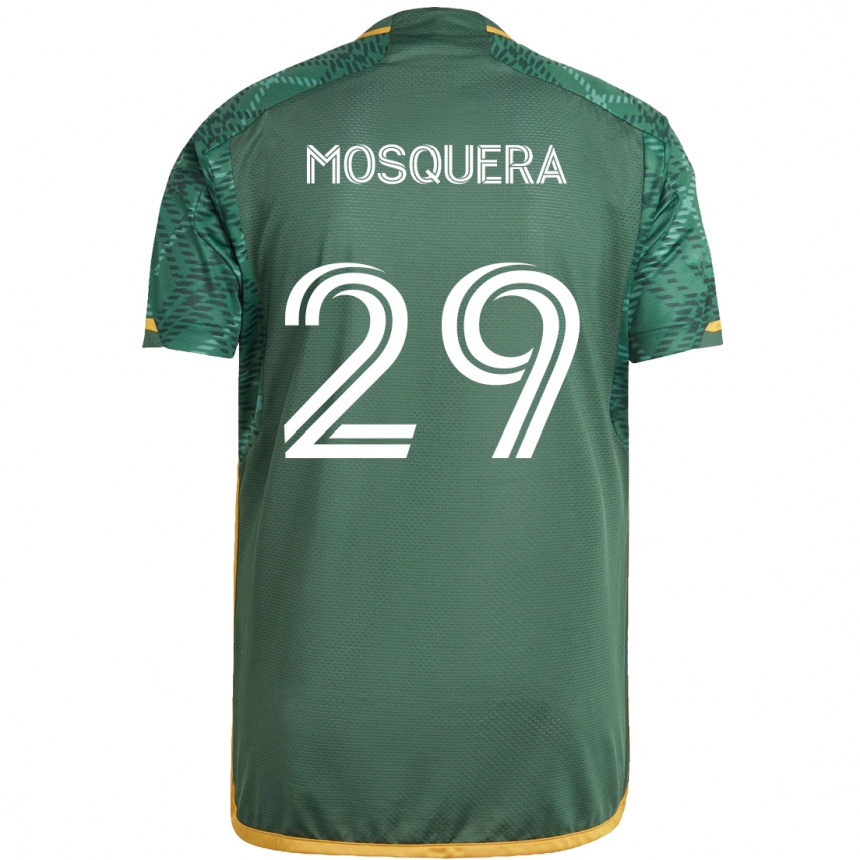 Niño Fútbol Camiseta Juan David Mosquera #29 Verde Naranja 1ª Equipación 2024/25 Argentina