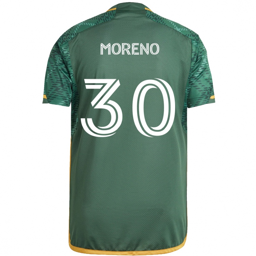 Niño Fútbol Camiseta Santiago Moreno #30 Verde Naranja 1ª Equipación 2024/25 Argentina