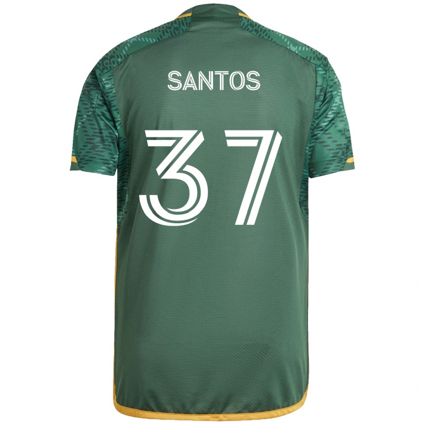 Niño Fútbol Camiseta Noah Santos #37 Verde Naranja 1ª Equipación 2024/25 Argentina