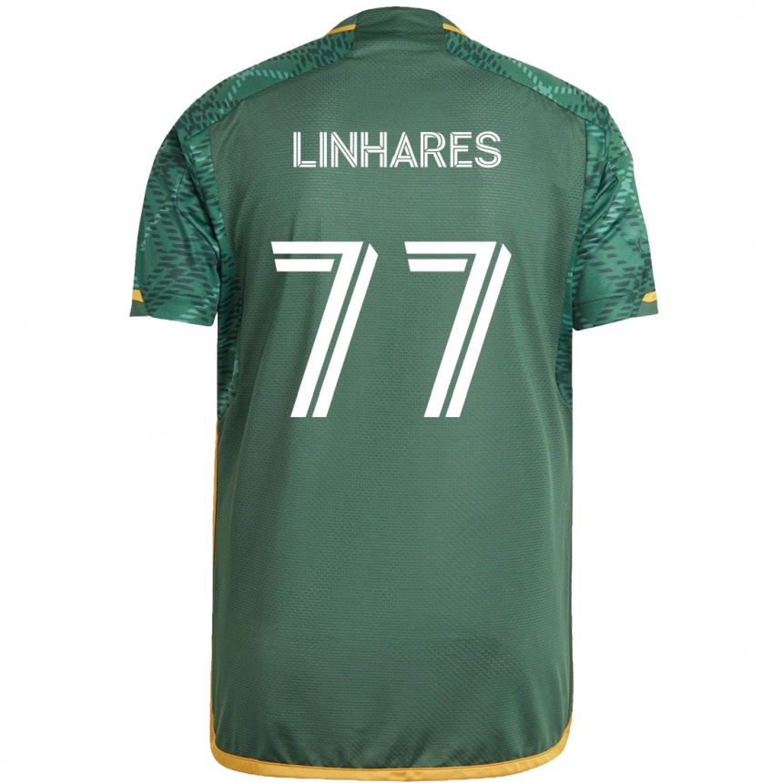 Niño Fútbol Camiseta Kyle Linhares #77 Verde Naranja 1ª Equipación 2024/25 Argentina