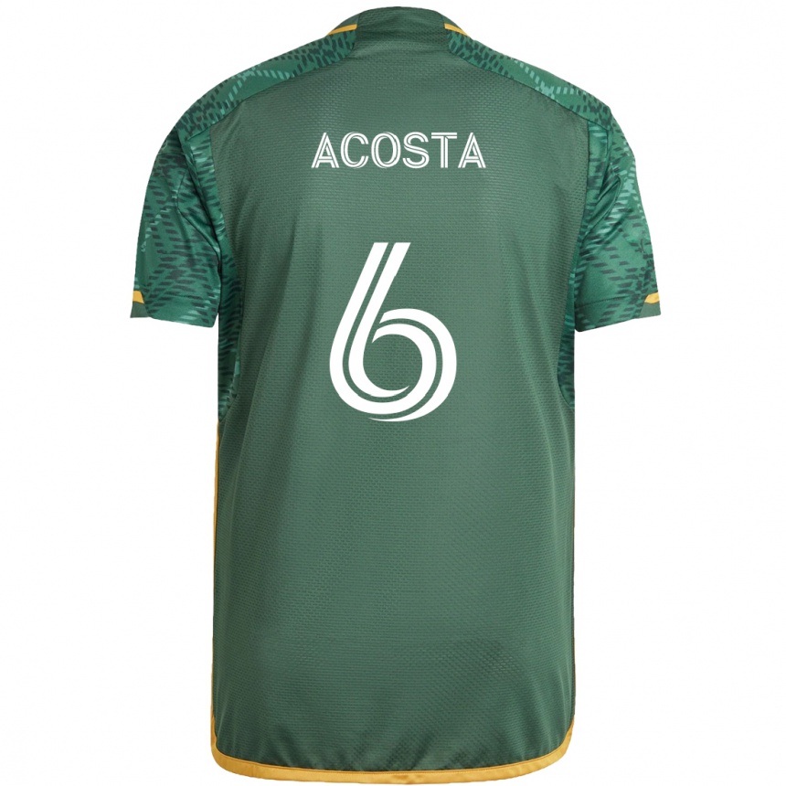 Niño Fútbol Camiseta Bryan Acosta #6 Verde Naranja 1ª Equipación 2024/25 Argentina