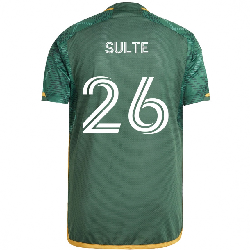 Niño Fútbol Camiseta Hunter Sulte #26 Verde Naranja 1ª Equipación 2024/25 Argentina