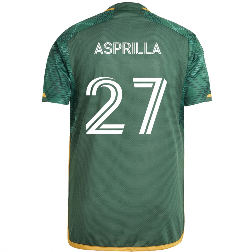 Niño Fútbol Camiseta Dairon Asprilla #27 Verde Naranja 1ª Equipación 2024/25 Argentina