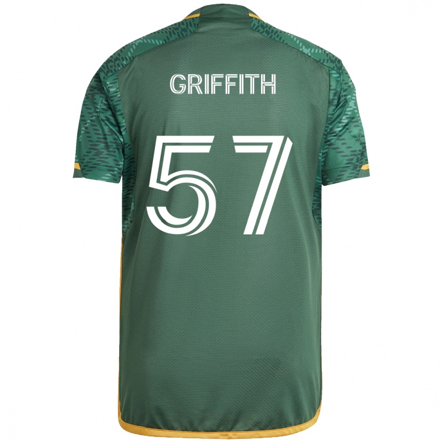 Niño Fútbol Camiseta Víctor Griffith #57 Verde Naranja 1ª Equipación 2024/25 Argentina