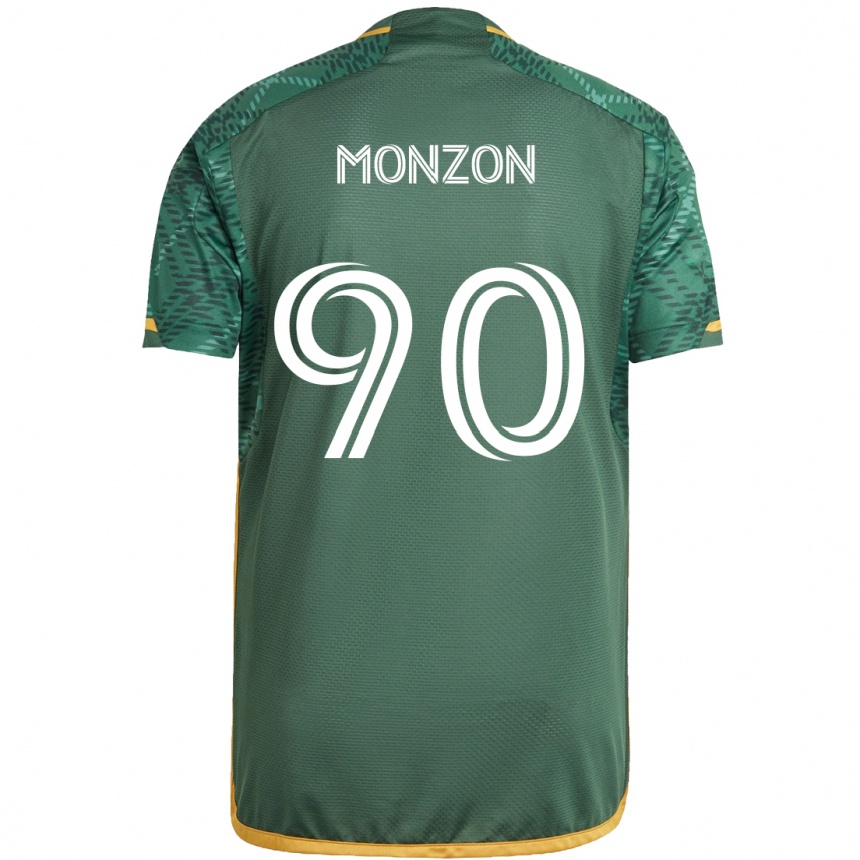 Niño Fútbol Camiseta Florián Monzón #90 Verde Naranja 1ª Equipación 2024/25 Argentina