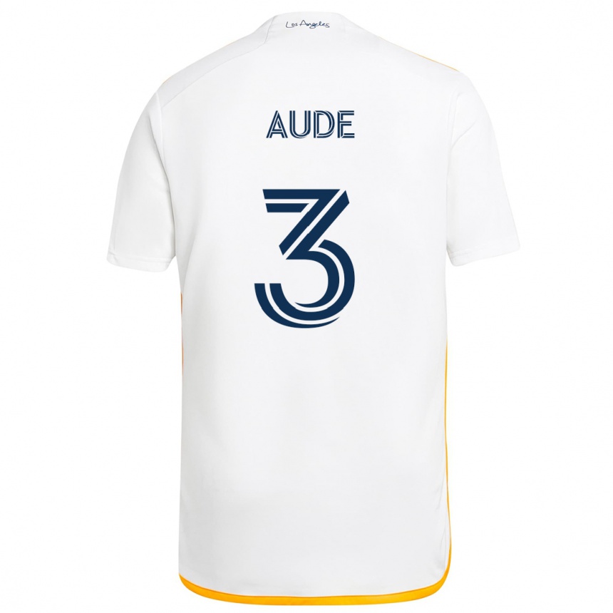 Niño Fútbol Camiseta Julián Aude #3 Blanco Amarillo 1ª Equipación 2024/25 Argentina