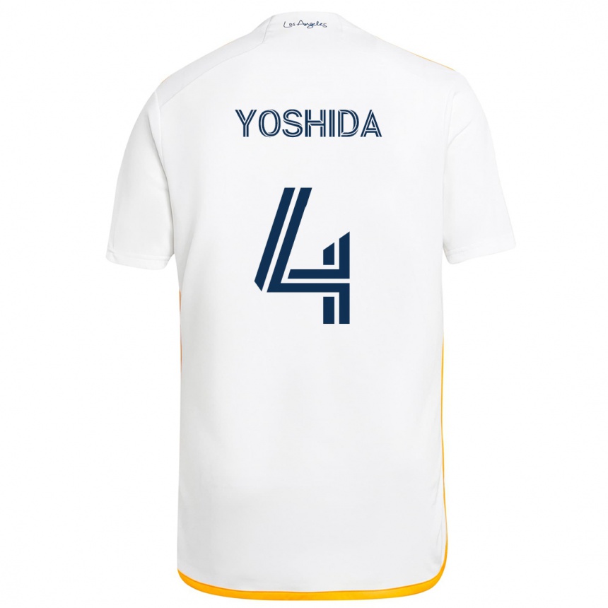 Niño Fútbol Camiseta Maya Yoshida #4 Blanco Amarillo 1ª Equipación 2024/25 Argentina