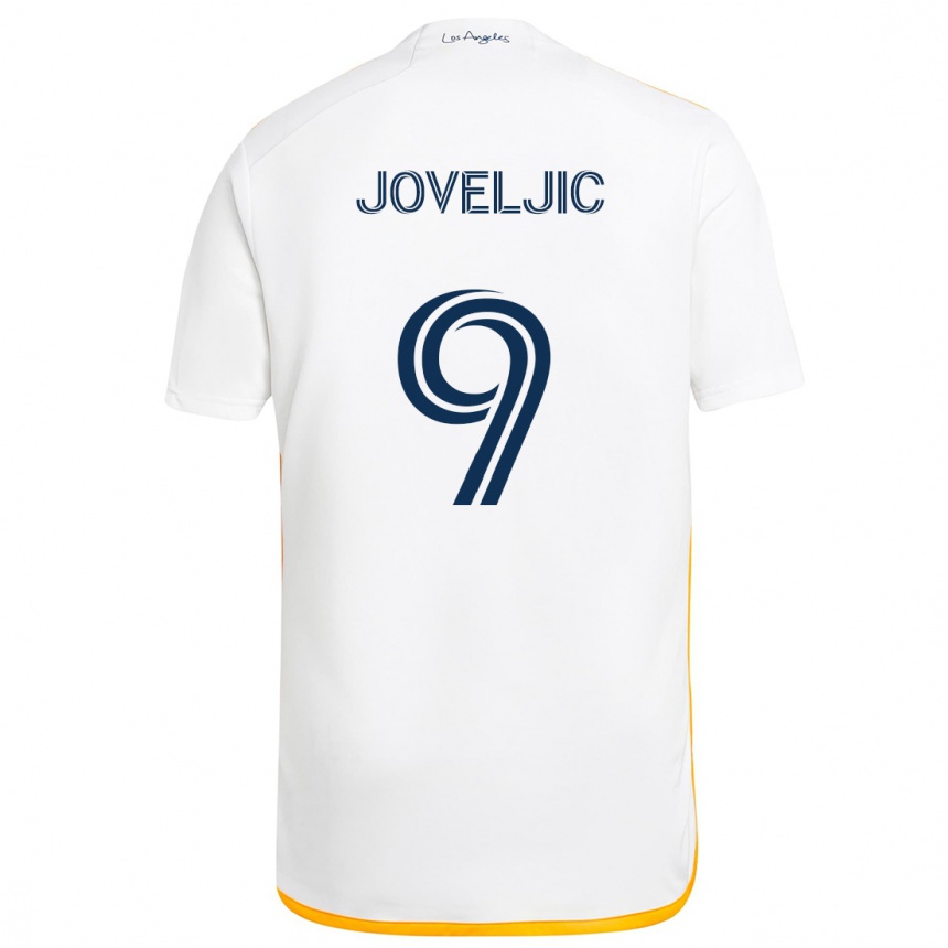 Niño Fútbol Camiseta Dejan Joveljic #9 Blanco Amarillo 1ª Equipación 2024/25 Argentina