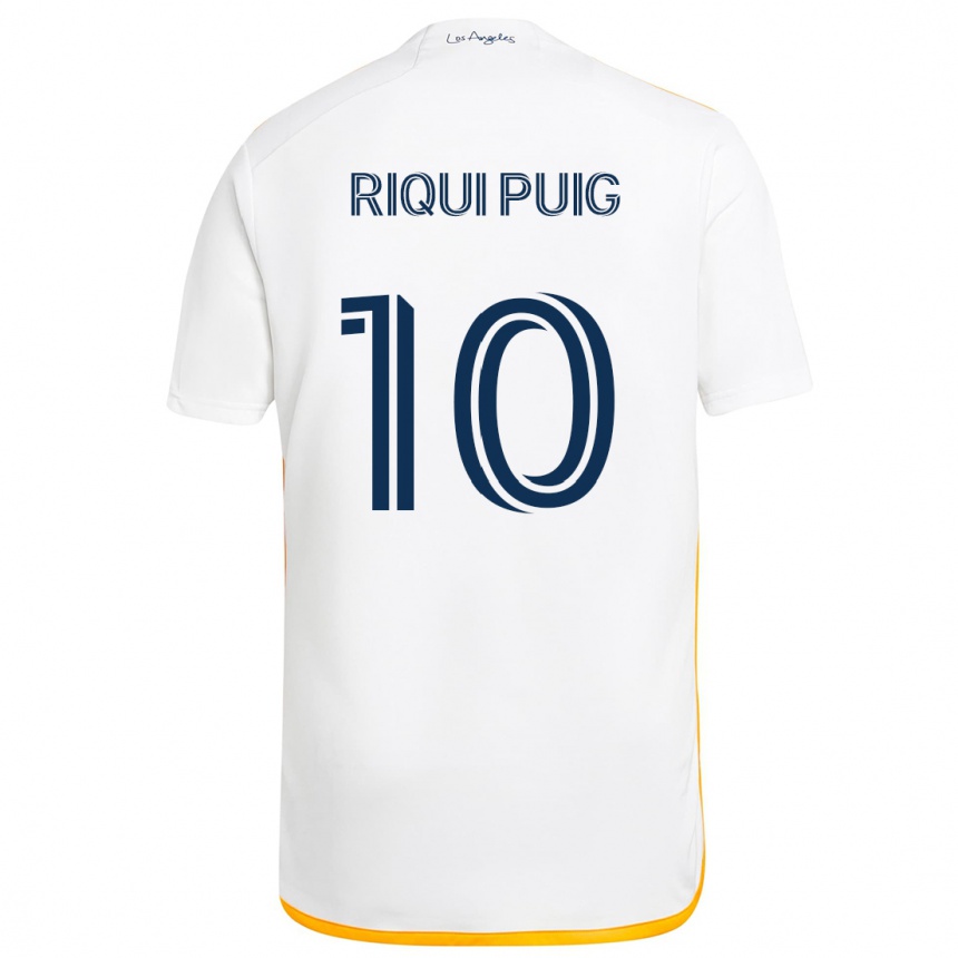 Niño Fútbol Camiseta Riqui Puig #10 Blanco Amarillo 1ª Equipación 2024/25 Argentina