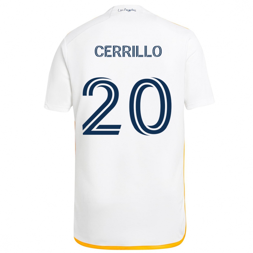 Niño Fútbol Camiseta Edwin Cerrillo #20 Blanco Amarillo 1ª Equipación 2024/25 Argentina