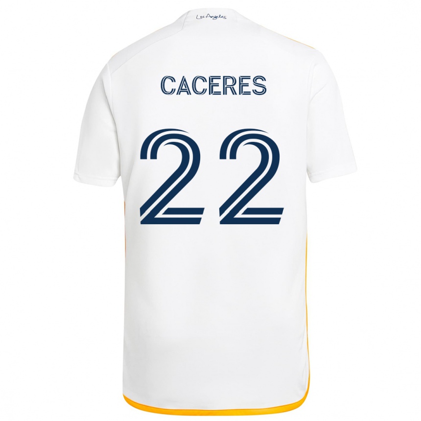 Niño Fútbol Camiseta Martín Cáceres #22 Blanco Amarillo 1ª Equipación 2024/25 Argentina