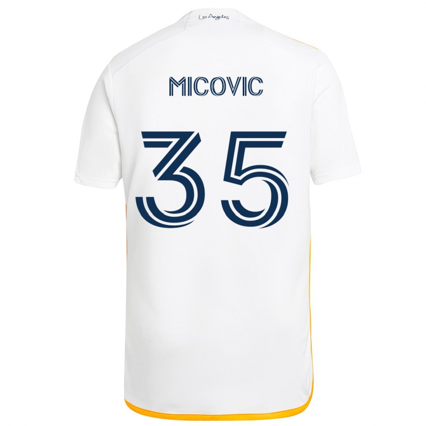 Niño Fútbol Camiseta Novak Micovic #35 Blanco Amarillo 1ª Equipación 2024/25 Argentina