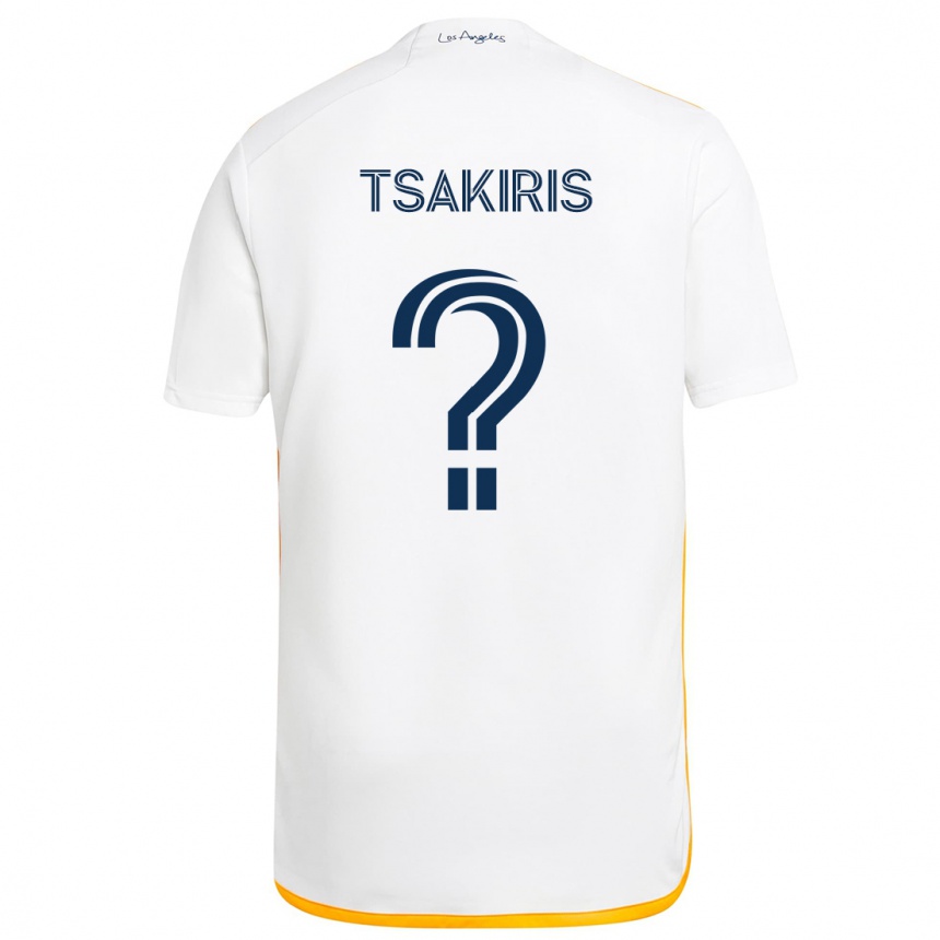 Niño Fútbol Camiseta Mateo Tsakiris #0 Blanco Amarillo 1ª Equipación 2024/25 Argentina